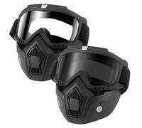 HuoBi Gafas de montar para casco de motocicleta con mascarilla extraíble, gafas calientes desmontables a prueba de niebla filtro de boca ajustable antideslizante correa vintage gafas de motocross
