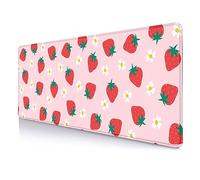 HUOCAIREN Bonita alfombrilla de mouse extendida para juegos, color rosa Kawaii, alfombrilla de mouse grande, base de goma antideslizante, bordes cosidos, almohadilla de escritorio para mujeres