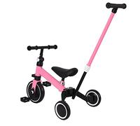 HUOLE 3 en 1 Triciclo Bebé para Niños-Bicicletas sin Pedales para Bebés con Ajustable Asiento Manillar y Desmontables Pedales Regalo de cumpleaños-3 en 1 (Rosa)
