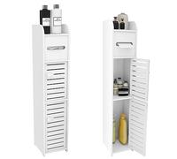 HUOLE 4 Niveles Columna Armario - Pequeño Unidades de Almacenamiento de baño con Estante de Almacenamiento Abierto, gabinetes de Piso Independientes, Pasillo, 17 * 15 * 78cm-Blanco