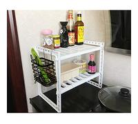 HUOLE Almacenaje bajo Fregadero Estantería para Armario de Fregadero Estantes Multifunción 2 Niveles Acero Inoxidable y Plástico Regulable en Altura-38-70 * 26 * 38cm (Blanco)