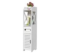 HUOLE Armario de Almacenamiento Puerta y Estante Ajustablemueble de baño con pie, diseño Moderno, para Cuarto de baño, salón y pasillol,Mueble de baño Impermeable 20 * 15 * 80cm-Blanco