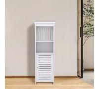 HUOLE Armario de Rincón con Puerta y Estantes, Soporte para Papel de Baño con Estante Ajustable, Mueble de Baño, Armario de Baño de Columna, 25 * 20 * 80 cm - Blanco