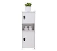 HUOLE Armario de Rincón con Puerta y Estantes, Soporte para Papel de Baño con Estante Ajustable, Mueble de Baño, Armario de Baño de Columna, 24 * 20 * 72 cm - Blanco