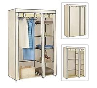 HUOLE Armarios de Tela para Ropa, Armario Ropero con Varillas, Armario Portátil, Resistente al Polvo Estantería de Almacenaje, Dormitorio, Estudio (Beige, 110 * 45 * 175cm)