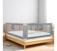 HUOLE Barrera de Cama 150 cm,Extra Alto 11 Niveles de Ajuste de Altura, Guardia de rieles de Cama para niños pequeños para niños pequeños para cunas, Cama Doble-1,5 m-Gris