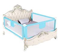 HUOLE Barrera de Cama para bebé, Barrera de Cama con protección anticaídas, Altura Ajustable, Barrera de protección para niños pequeños, Rejilla para Cuna con Red aireada-1,5 m-Azul