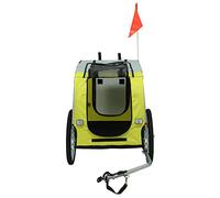 HUOLE City Carrito para Perros Bicicleta, Silla Ruedas, Remolque Bicicleta Lona Oxford 600D, Reflectores, Bandera de Advertencia y Correa Seguridad, 40kg MAX. (137 * 73 * 90cm (Amarillo Gris))