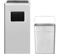 HUOLE Cubo de basura de 30 litros de acero inoxidable de pie para Papelera de Acero Inoxidable del cubo de basura para el hotel al aire libre interior Plateado (1 unidad) 30 x 24 x 60 cm - 48 L