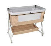 HUOLE Cuna 3 en 1, Cuna Colecho, Balancín, Cuna con inclinación Ajustable, Altura Ajustable en 6 Niveles, hasta 30 kg, Ruedas 360º, Mosquitera, Cesta de Almacenamiento-92 * 52 * 106-118cm-blanquecino