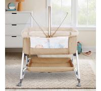 HUOLE Cuna 3 en 1 hasta 30 kg, Cuna de colecho, Cuna Mecedora, Ajuste de Altura e inclinación del colchón, 4 Ruedas con Freno, Colchón Ergonómico, Bolsa-80 * 40 * 100-115cm-blanquecino