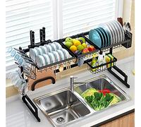 HUOLE Escurridor de Platos de Acero Inoxidable para Platos, Cuencos, Tazas para Estante de Cocina, Desmontable, 2 Niveles (85x32x52cm)