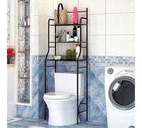 HUOLE Estante de Almacenamiento para baño, Organizador de bambú sobre el Inodoro, Ahorro de Espacio para Inodoro Independiente con estantes Ajustables de 3 Niveles (157 * 55 * 26 cm (Negro))