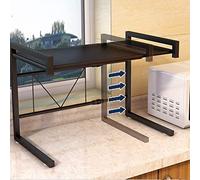HUOLE Estante de Cocina, Soporte para microondas, Ideal para Colgar Multifuncional Organizador Estantería Cocina,Soporte Extensible de Metal (42 cm (40-65 cm) Negro)