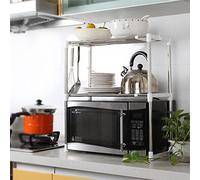 HUOLE Estante para microondas de Acero Inoxidable, Estante de Almacenamiento para baño, Cocina, vajilla, microondas, Horno, hogar, microondas, Horno-63 * 24 * 47-87cm (Plata)