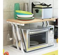 HUOLE Estante para microondas, Horno de 2 Capas Estante para microondas Estante de Metal para Especias Organizador de estantes de Cocina multifunción, 57 * 38 * 38cm Z-Color Nogal