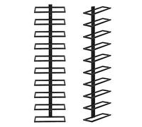 HUOLE - Estantería de metal para 10 botellas, portabotellas, soporte de almacenamiento de metal negro, montaje en pared, soporte de pared, estante colgante, 116 x 27 x 10,5 cm (2 piezas)