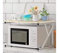 HUOLE Estantería para microondas, Estante de Cocina Extensible de 3 Niveles con Ganchos, encimeras de Cocina para tostadora,hervidor de Agua,Botella de especias-54 * 35 * 34,5 cm-Amarillo Nogal