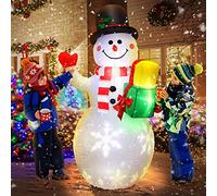 HUOLE Inflable Muñeco de Nieve con Luz LED, Decoración de Patio Impermeable para Jardín Interior Exterior, Navidades, 1,5 M -Blanco