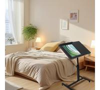 Huole - Mesa auxiliar en forma de C, altura ajustable, deslizante, 360 °, giratoria, para sofá, mesa de cama para ordenador, cama, bañera, pequeño café moderno, 70 x 44 x 95 cm, color negro