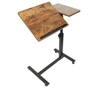 HUOLE Mesa Auxiliar para Ordenador Altura Ajustable Escritorio Laptop Móvil con 4 Ruedas Mesita de Noche para Cama y Sofá, con Soporte para Ratón-60 * 34,5 * 58-90cm (marrón)
