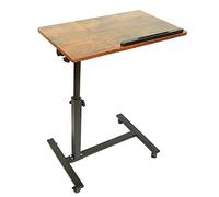HUOLE Mesa Auxiliar para Ordenador Altura Ajustable Escritorio Laptop Móvil con 4 Ruedas Mesita de Noche para Cama y Sofá, con Soporte para Ratón-60 * 34.5 * 58/90cm-amarillo Cereza