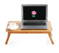 HUOLE Mesa de Ordenador Portátil Bambú Bandeja para Laptop de Cama Soporte de Bambú para Mesa Cama para Comer Escribir Leer Trabajar(66 * 30 * 35cm-Color Madera)