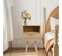 HUOLE - Mesita de noche moderna con acabado de alta calidad y gran cajón, mesa auxiliar para dormitorio y sala de estar, 42 x 30 x 65 cm, color marrón (2 piezas)