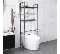 Huole - Mueble de baño, almacenamiento de 3 niveles, estante para inodoro independiente de metal, almacenamiento por encima del inodoro o lavandería, poco fácil estantería, 161 x 46 x 24 cm, color