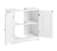 HUOLE Mueble para Debajo del Lavabo Armario Baño de Suelo de Madera con 2 Puertas Ventiladas y Estante Ajustable Interior Moderno-60 * 30 * 60cm - Blanco