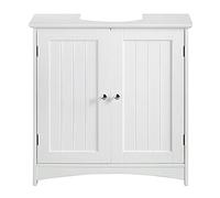HUOLE Mueble para Debajo del Lavabo Armario Baño de Suelo de Madera con 2 Puertas Ventiladas y Estante Ajustable Interior Moderno-60 * 30 * 60cm - Blanco