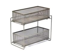 HUOLE Organizador de Estante para Armario con cestas deslizantes en 2 Niveles para el hogar, Cocina, baño, Almacenamiento - Plateado-35 * 18 * 32,5 cm