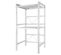 HUOLE Soporte Extensible para Horno de Microondas,Organizador Estanteria para Encimera de Cocina,Mueble Microondas,Rack de Almaceamiento 2 Niveles,40/64 * 36,5 * 78 cm-Blanco