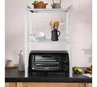 HUOLE Soporte Extensible para Horno de Microondas,Organizador Estanteria para Encimera de Cocina,Mueble Microondas,Rack de Almaceamiento 2 Niveles,40/64 * 36,5 * 78 cm-Blanco