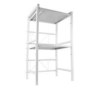 HUOLE Soporte Extensible para Horno de Microondas,Organizador Estanteria para Encimera de Cocina,Mueble Microondas,Rack de Almaceamiento 2 Niveles,40/64 * 36,5 * 78 cm-Blanco