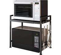 HUOLE Soporte Extensible para Microondas,Soporte para Microondas, Estante de Horno para microondas para Cocina,Organizador Estanteria Cocina,Cargar los Portes 25kg(40/64 * 45 * 36,5 cm (Negro)