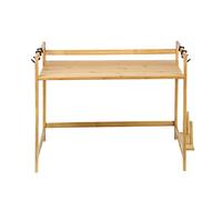 HUOLE Soporte Microondas de Madera, Estante para Horno de Microondas, Estante de Cocina con 4 Ganchos, Estantería Cocina (3 Niveles-52 * 30 * 35cm)