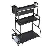 HUOLE - Soporte para tabla, estante de especias antioxidante para almacenamiento de cocina, soporte de especias, organizador de cocina para encimera con portautensilios, 38 x 22 x 60 cm (negro)