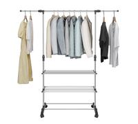 HUOLE Tendedero de Ropa Plegable Vertical, Tendedero Tipo Torre de plástico Ruedas y 4 Niveles, para Interior y Exterior-75 * 43 * 158cm-un Solo Poste
