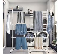 HUOLE Tendedero Tipo Torre, para Interior, con alas Plegables,Soporta hasta 40 Kilos de Peso,Multiplica tu Espacio,Reforzado,Inoxidable a Prueba de Herrumbre con Alas (75-142,5 * 64 * 170cm)