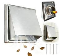 HUOMAQFAN Rejilla de protección contra la intemperie de 100 mm para exteriores, campana de acero inoxidable, campana extraíble con válvula antirretorno, rejilla de ventilación para tuberías, secadoras