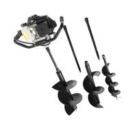 HUOMMGS 72CC - Broca de tierra de gasolina de 4 CV, motor de 2 tiempos, 3000 W, con 3 brocas de 6 pulgadas/10 pulgadas/12 pulgadas de potencia hueca para jardines y céspedes