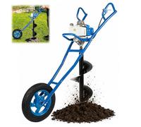 HUOMMGS Ahoyadora Gasolina 2 Tiempos Motor 63 CC 2,2KW Empuje Manual Ahoyador con 300mm Broca, Ruedas Profesional Barrena para Tierra Compactadora De Tierra para Granja, Huerto