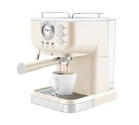 HUOMMGS Cafetera espresso pequeña de 1050 W, con portafiltros, 20 bares, con depósito de agua de 1,5 L, cuchara de prensa y mango de embudo, color blanco