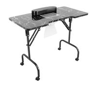HUOMMGS Mesa de manicura con aspiración, plegable, mesa de manicura, mesa de manicura multifuncional, mesa de manicura móvil con ruedas, 94 x 48 cm, mesa de manicura, portátil para salones de uñas