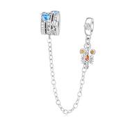 HuooNew Plata de ley 925, la luna y las estrellas, asimetría de estrella de mar de escorpión, cadena de seguridad larga compatible con pulseras Pandora, regalo de joyería para mujer