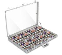 Hupsjer Vitrina grande de aluminio de 34 pulgadas de largo x 22 pulgadas de ancho, funda para tarjetas coleccionables con cerradura con asa, vitrina portátil de 3 pulgadas de alto para tarjetas