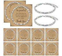 Huquary 12 juegos de pulseras de agradecimiento para empleados de compañeros de trabajo, regalos de voluntario, pulseras de cuentas con texto en inglés "May You Be Proud of You", regalos de