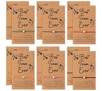 Huquary 12 pulseras de la amistad de estrella con tarjeta de deseos para trabajo en equipo, regalos de agradecimiento para empleados, ajustables, about 10-12 inches in circumference, No es una piedra