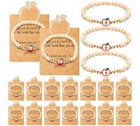 Huquary 16 juegos de pulseras de agradecimiento para profesores con tarjeta, regalo de agradecimiento para profesores, pulseras de madera con cuentas de madera para agradecimiento, graduación, regalos